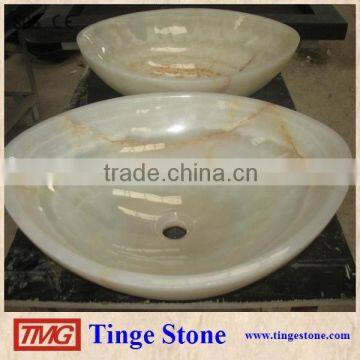 Beige onyx stone sink round shape style