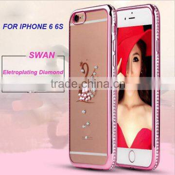 Luxury Diamond Soft TPU Anti Scratch Protective Case Cover Skin Electroplating Frame for iPhone 6 Plus/6S