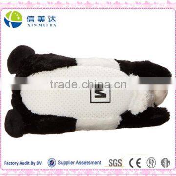 Children Kid Panda Bear Animal Paw Plush Toy Fuzzy Slippers - Black & White photo-2
