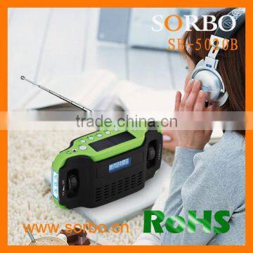 SORBO Energy Saving Solar Charge Radio With Hand Crank Portable Flashlight Radio