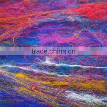 multicolored pulled sari silk fibers, sari silk pulled silk fibers, pulled silk fibers, pulled silk