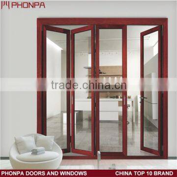 Aluminum profile tempered glass folding door for sale