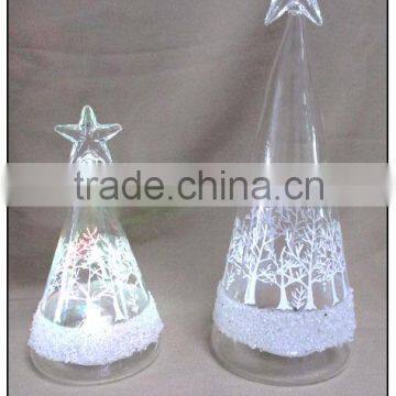 Hand Painted Clear Glass tree with LED Light