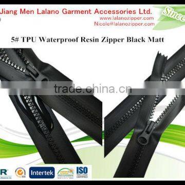 Hot sales NO.5 TPU waterproof resin zipper chain with Europe Reach SVC,Oeko-Tex Standard 100 certificate