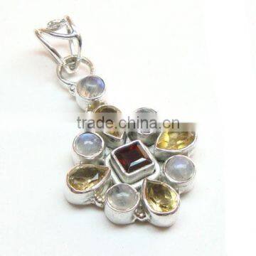 Natural semi precious stone pendant multi color jewellery wholesale Indian jewelry Fashion pendant