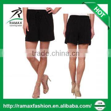 Ramax Custom Women Black 100% Polyester Casual Elastic Waist Band Drawstring Shorts
