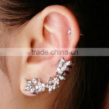 Butteryfly and Flower CZ 316L Earring Cuff