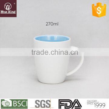 H11527 light blue inside glaze customized color ceramic coffee mug shop