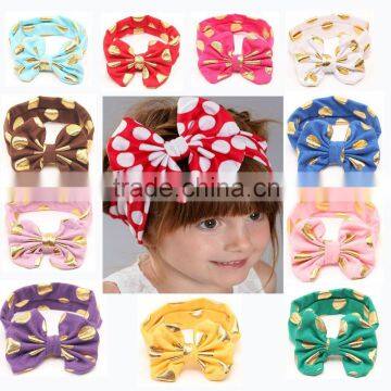 New Hot Sale!! 2016 children hair accessories gold foil dot bows hair band