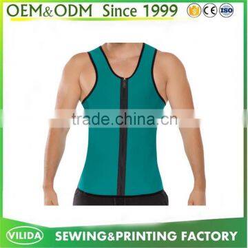 New 100% Polyester Mesh Fiber Tank Top Custom Men Gym Singlet Zipper Up Tank Top OEM