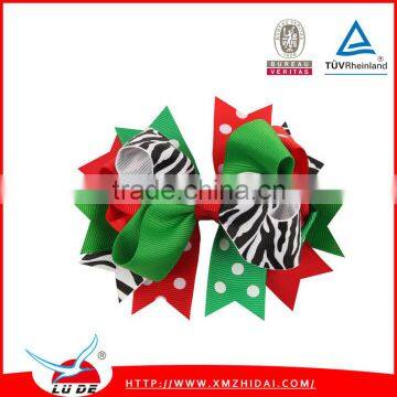 Fashion Xmas Hair Bows Grosgrain Ribbon Hairbows