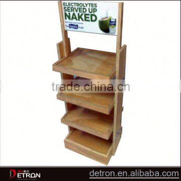 Wooden floor double side store shelf