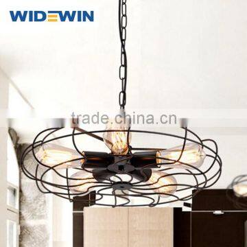 Electric Black Fan Pendant Lamp Antique Cerative Fan Pendant Light