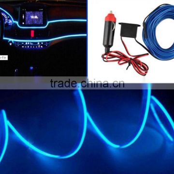 2016 new Hotsale Neon LED Light Glow EL Wire Strip Rope Tube Car Interior Decor Lamp 12V