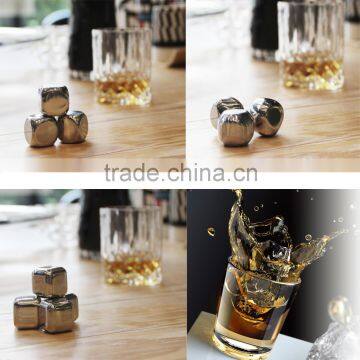 Stainless steel whisky stone ice cubes Stainless steel customized diamond shape