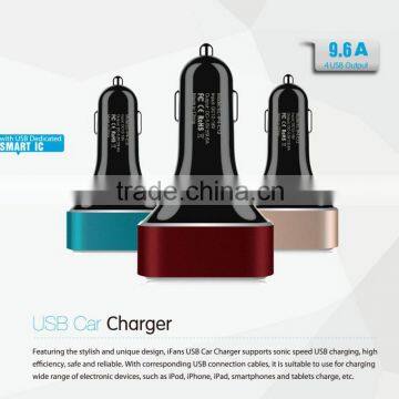 New hot smart mini 4 port usb car charger with full aluminum bottom