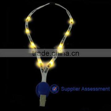 LED Flashing Belt Certificate Rope ID Card Key Lanyard Shine Neck Strap Free shipping