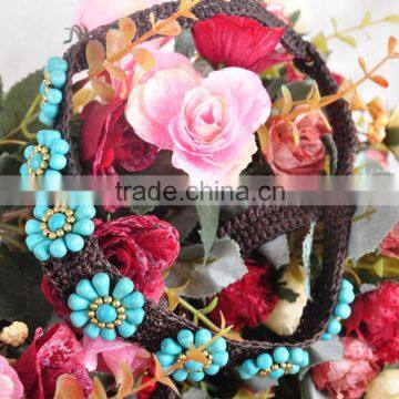 turquoise wax cord hand made necklace for women