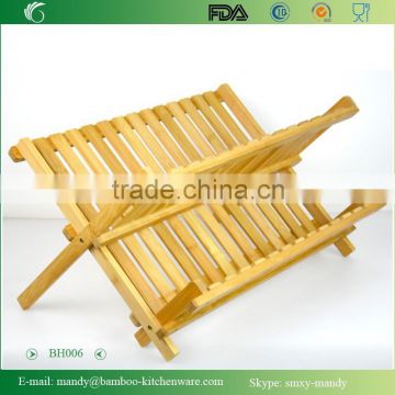 BH006 Foldable Bamboo Dish Rack, Bamboo Kitchenwares Rack