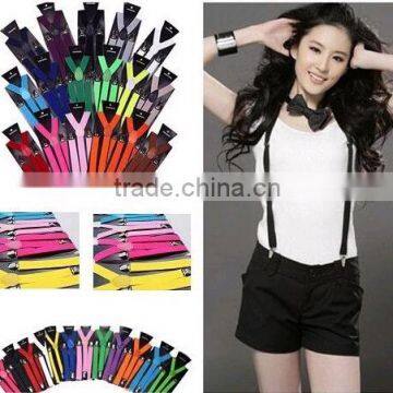 10 Colors Sexy Mens Womens Clip-on Suspenders Elastic Y-Shape Adjustable Braces