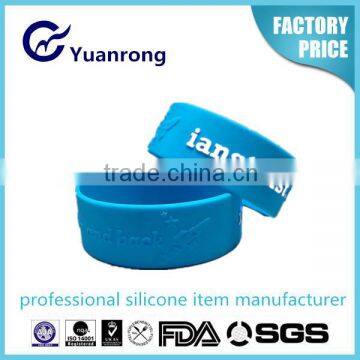 Wide Debossed/Embossed Personal Silicone Wristband Bracelet