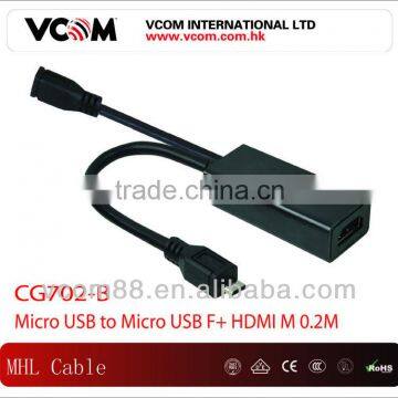 Micro USB to Micro USB F+ HDMI M 0.2m black MHL cable