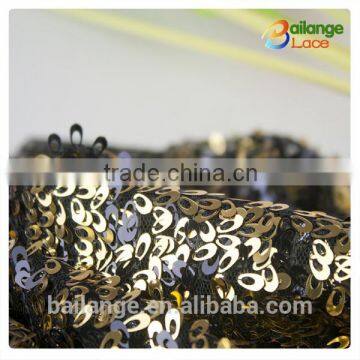 High Fashion Gold Black Colour 2016 Guangzhou Wholesales Spangle Fabric photo-2