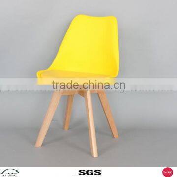 Yellow Emes chair /firm chair made of PP ABS and solid wood