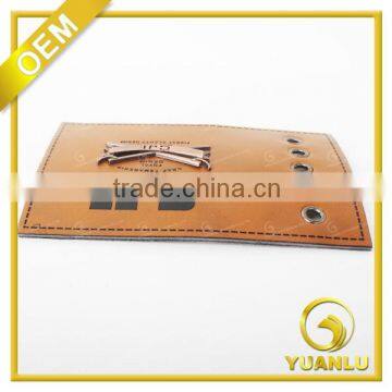 Printed Faux Leather Label Jeans With Metal Logo YL-212