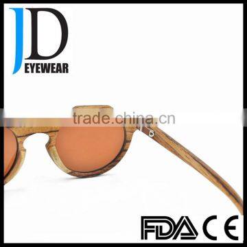 Retro Round Environmentally Friendly Wooden Sunglasses With Brown Solid Color Lens photo-6