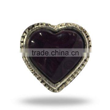 Metal & Glass Heart Knob (Purple)