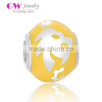 D148C jewelry silver enamel gold charm,european leo charm beads