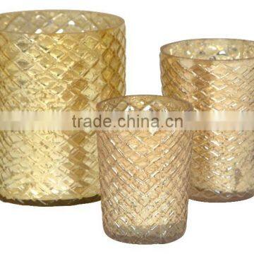 Wholesale 3 Pcs Set Mercury Glass Candle Holders For Weddings Decoration Christmas Decor