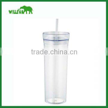 2016 Custom Items Double Wall Coke Cup Plastic Coffee Advertising Mug With Straw & Cap Used on Beach