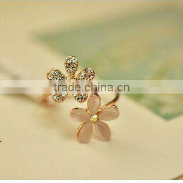 Wholesale Cheapest price diamante double flower rings