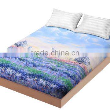 1PCS Fitted Sheet Bed Covering Purple Luxury Mattress Cover Protector Twin Full Queen King Size