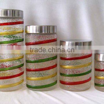 colored beautiful with metal lid glass storage jar