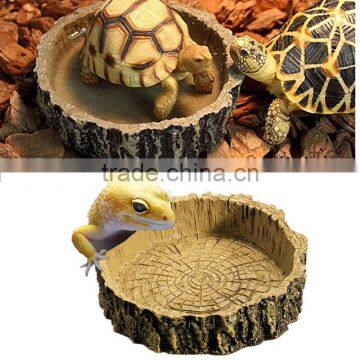 Best Promotion Brown Color Reptile Tortoise Water Dish Food Bowl For Amphibians Gecko Snakes Lizard