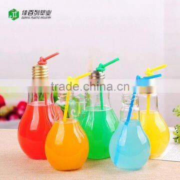 Factory Supply Golden Screw Cap Wholesale Light Bulb Shape Plastic Juice Beverage Bottle photo-2