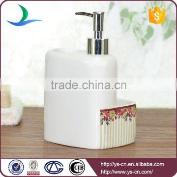 Square Colorful Stripe Floral Pattern Ceramic Handmade Lotion Dispenser photo-4