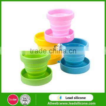 Eco-friendly Collapsible Silicone Coffee Cup For Camping/Silicone Flodable Cups With Lids