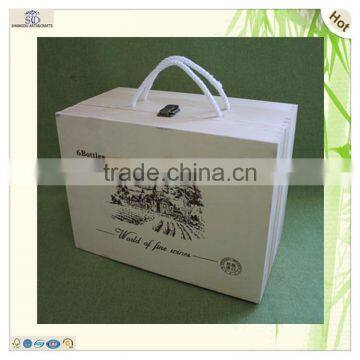 Shandong 6 Bottle Decorative Pine Wooden Wine Boxes photo-2