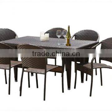 Outdoor Patio Wicker Furniture Resin 7-Piece Dining Table & Chair Set