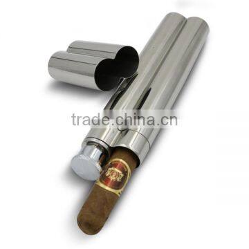 Stainless steel cigar tubes hip flask 2 oz