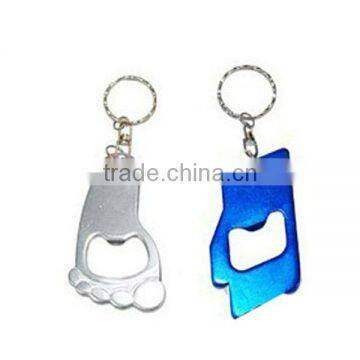 foot shape split key ring aluminum bottle opener