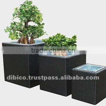Square PE Rattan Garden Flower Planter 2012