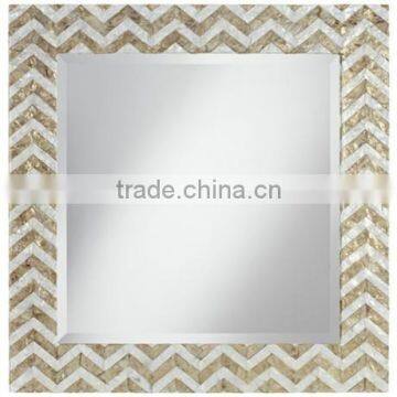 High quality best selling new zig zag designed mother of pearl Square Mirror