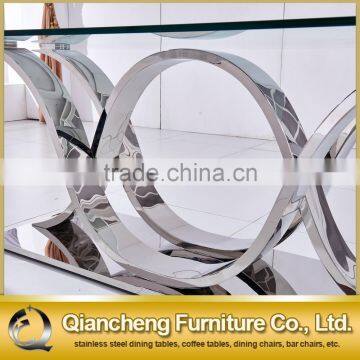 New Modle Tempered Glass Dining Room Stainless Steel Dining Table Set photo-6