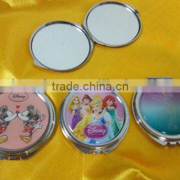 Double sides round shape custom logo metal pocket compact mirror