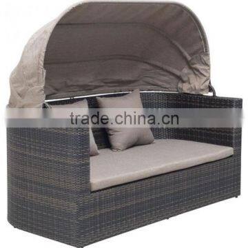 Wholesale Sofa Furniture, Rattan Modern Sofa Loveseat, 2 Seater Sofa with Canopy